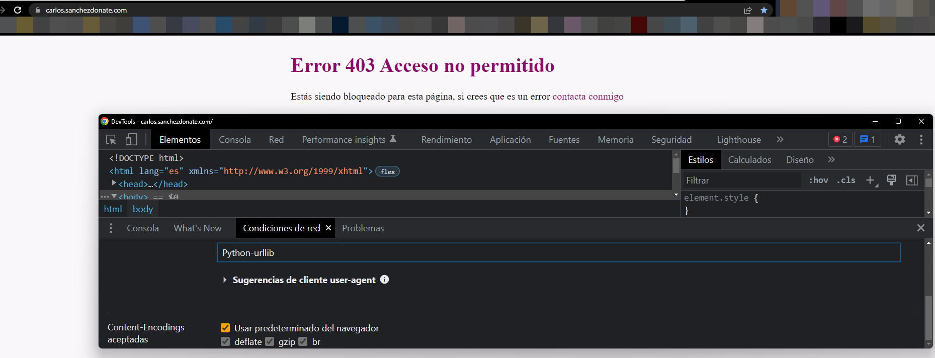 Bloquear los user agents por medio de servidor y auditarlo