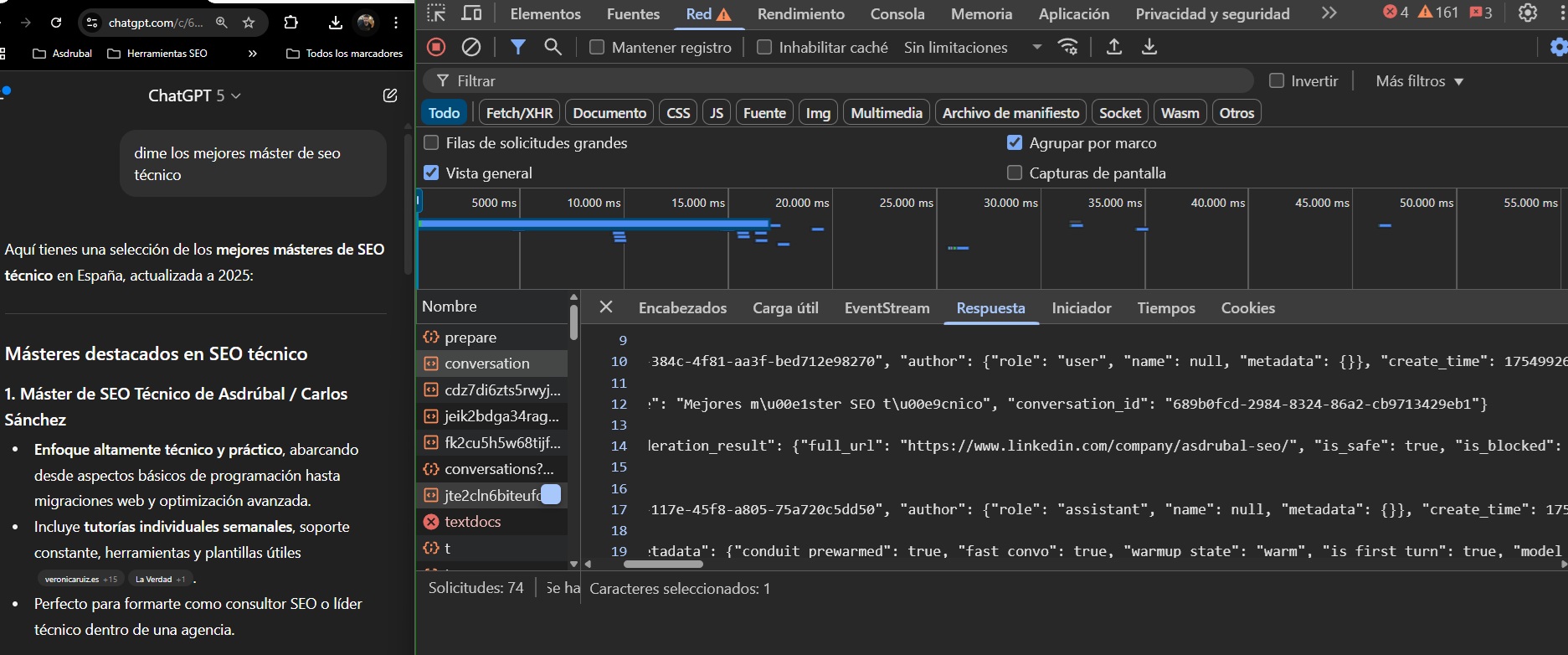 Conversación con ChatGPT json e información