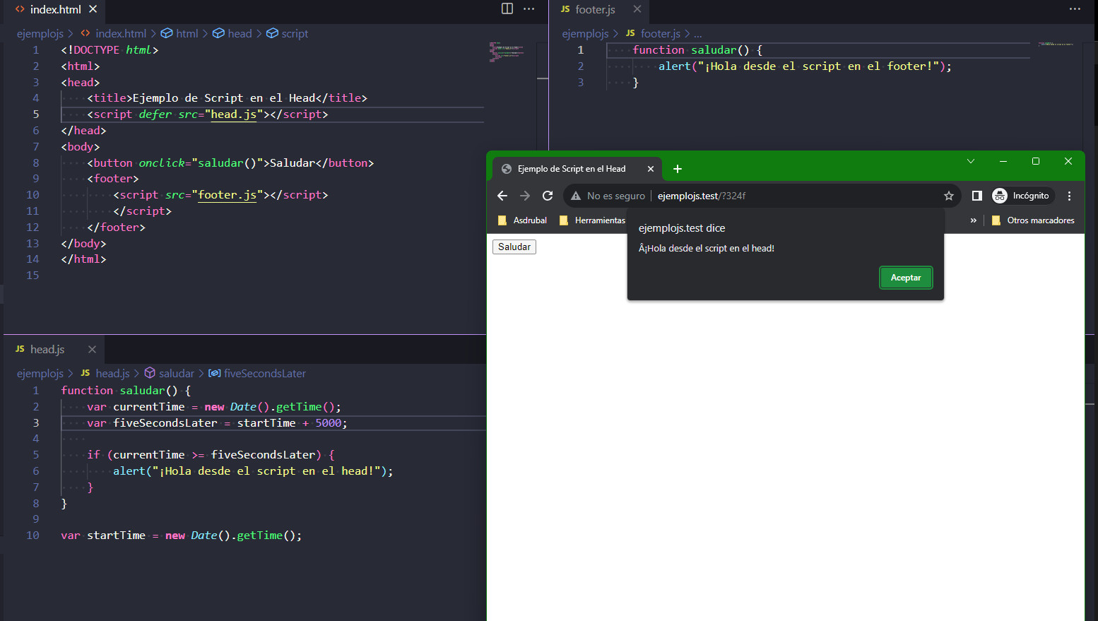 Delay de JS con defer