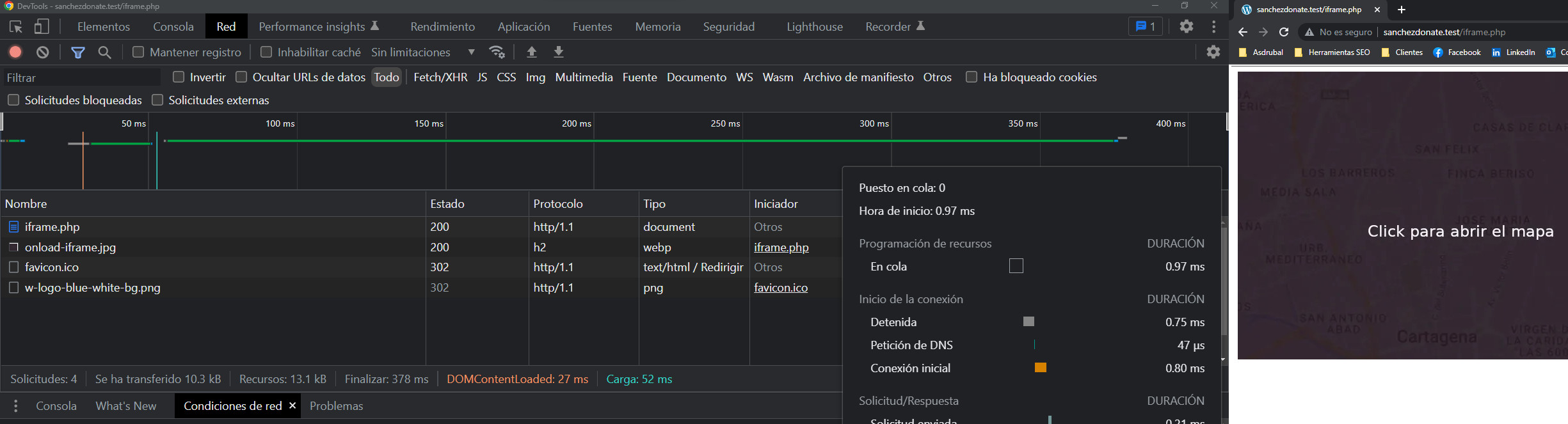Carga de iframe con onload