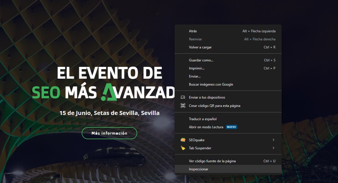 Inspeccionar elementos en chrome