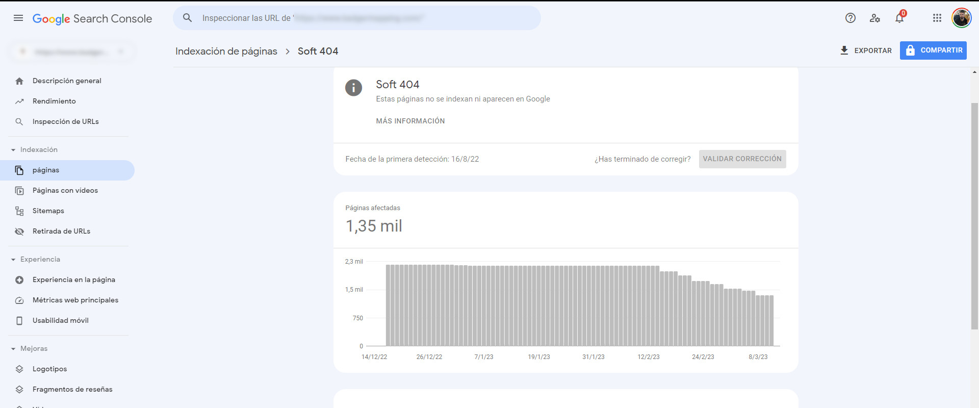 detectar soft 404 search console google