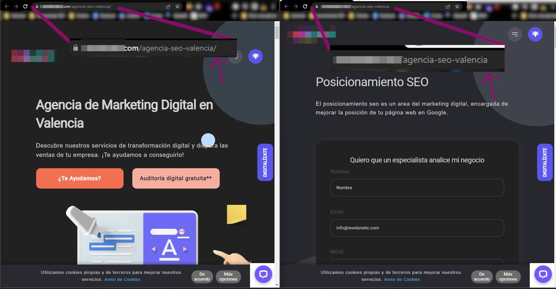 paginas distintas que la url solo varía por el slash