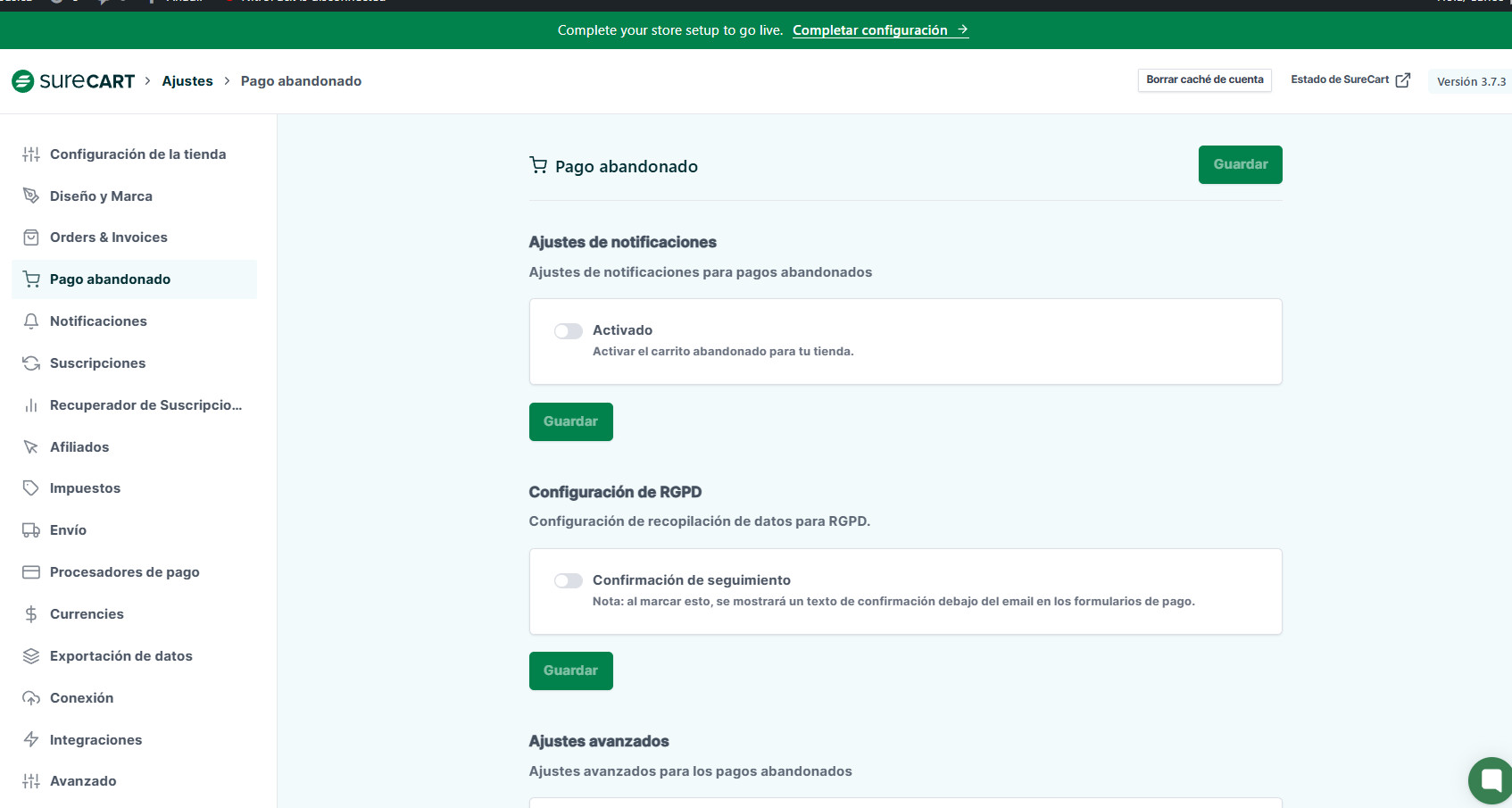 sure cart abandonado