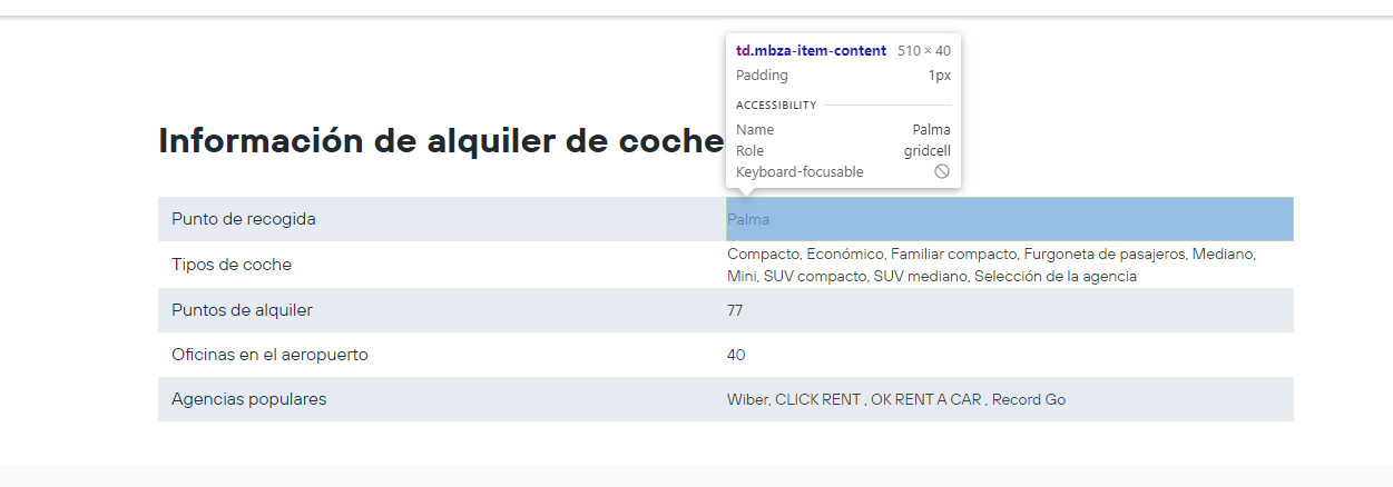 Tabla HTML para resultados enriquecidos