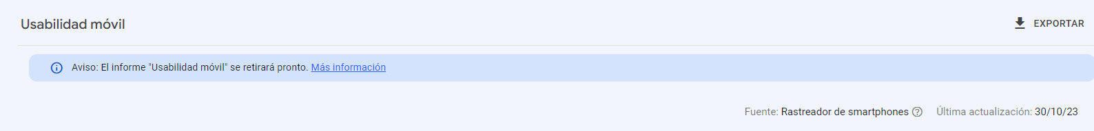 Informe de usabilidad móvil que desaparecerá